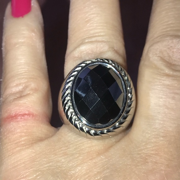 Large Faceted Hematite Stone size 9 Stainless Steel Setting - Picture 3 of 6